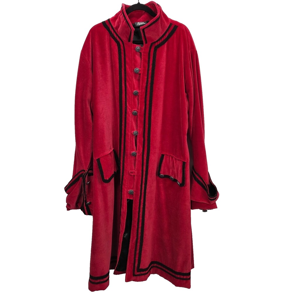 THE PIRATE DRESSING Jacket Coat Red velvet quality Costume steampunk XL